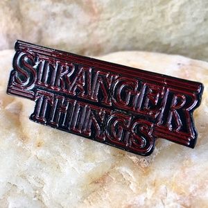 STRANGER THINGS enamel red & black logo pin